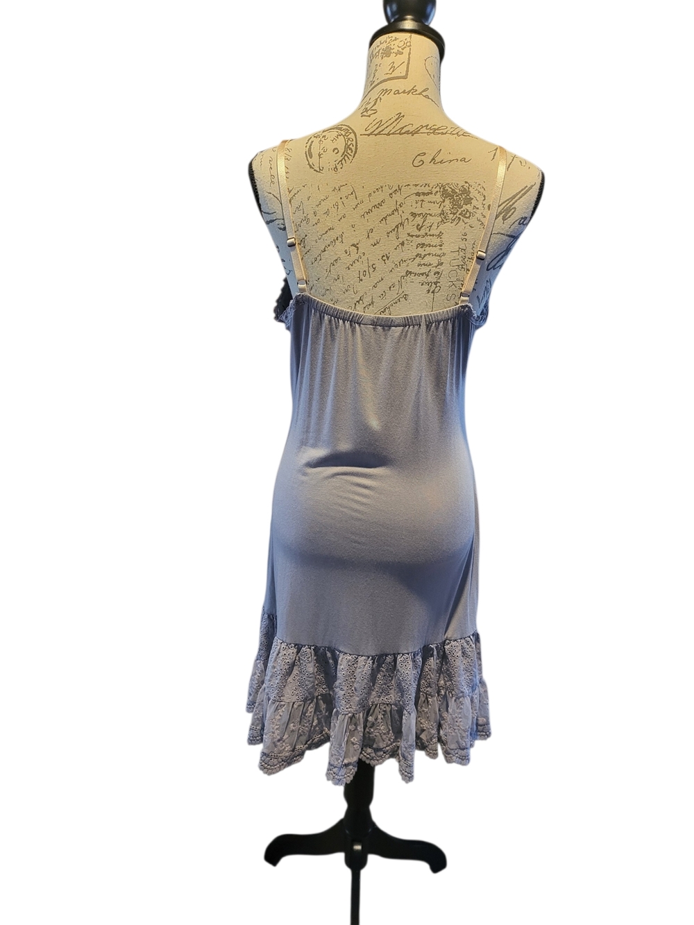 Matilda Jane Women’s Large Gray Boho Slip Dress Lace Ruffle Hem Cottagecore - Picture 3 of 6
